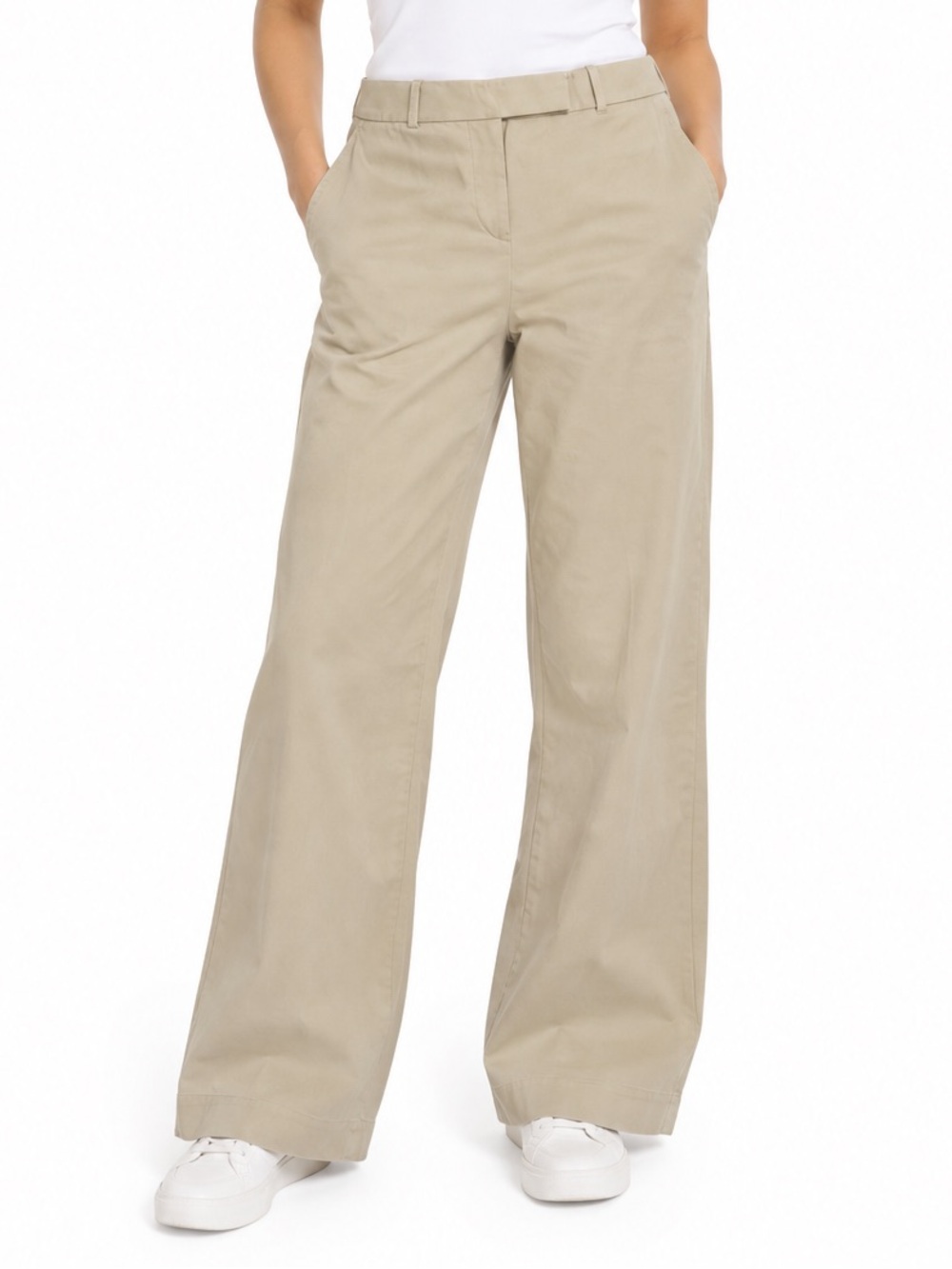 Ann Taylor Beige Wide-Leg Trousers
